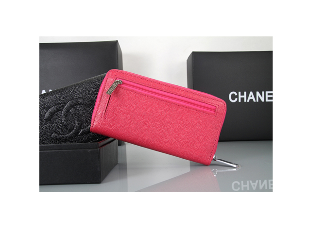 CHANEL シャネル ローズ　カーフスキン　ファスナー式開閉 長財布3660-3