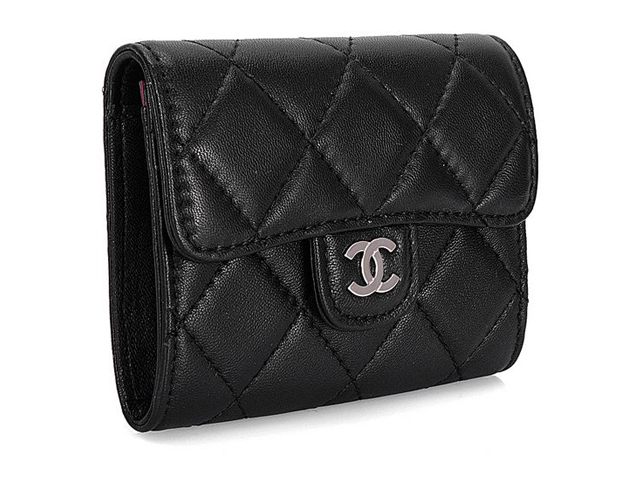 CHANEL シャネル ブラック ラムスキン マトラッセ 財布 31504