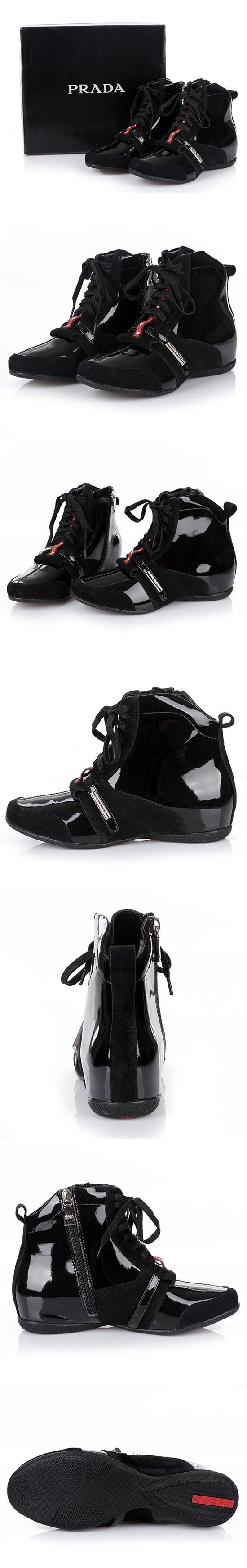 プラダ スニーカー 2012新作 フラットシューズ 革靴 ブラック 8024 black