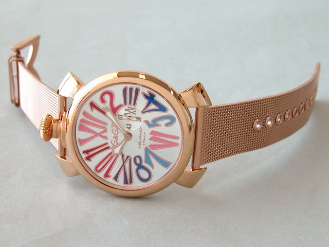 ガガ･ミラノ スリム 46mm クォーツ 5081.1 RGメッキブレス シルバー/マルチカラーナンバー