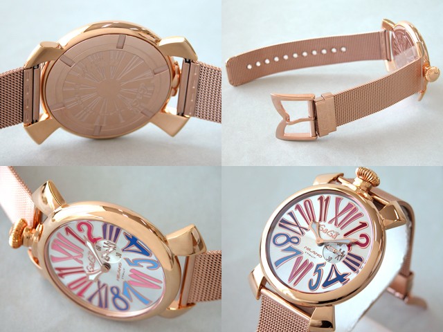 ガガ･ミラノ スリム 46mm クォーツ 5081.1 RGメッキブレス シルバー/マルチカラーナンバー