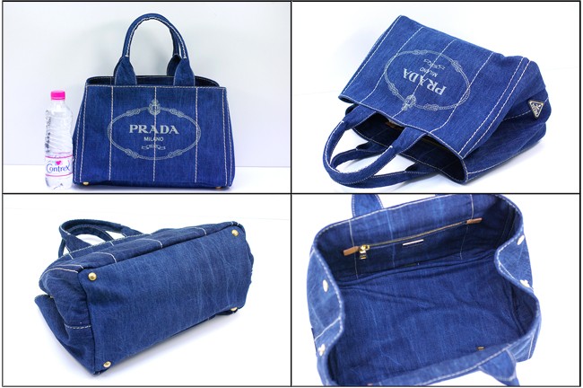 PRADA トートバッグ デニム キャンバス ブルー B1877B3 新品 本物