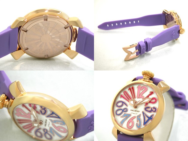 ガガ･ミラノ マニュアル 40mm クォーツ 5021.1 パープルラバー ホワイトシェル/マルチカラーアラビア
