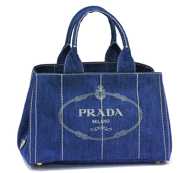 PRADA トートバッグ デニム キャンバス ブルー B1877B3 新品 本物