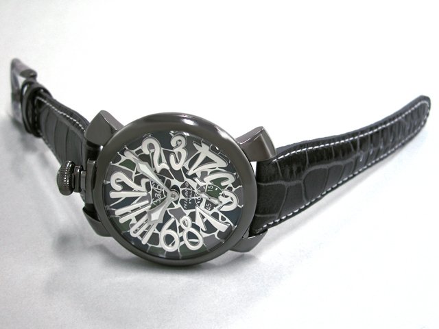 ガガ･ミラノ マニュアル48mm 手巻き 5012 MOSAICO 1 グレー皮 カーキモザイク/ホワイトアラビア