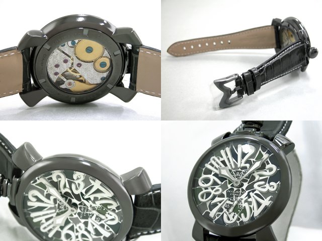 ガガ･ミラノ マニュアル48mm 手巻き 5012 MOSAICO 1 グレー皮 カーキモザイク/ホワイトアラビア