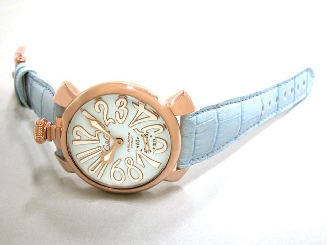 ガガ･ミラノ マニュアル48mm 手巻き 5011.3 ライトブルー皮 ライトブルーマット/ホワイトアラビア