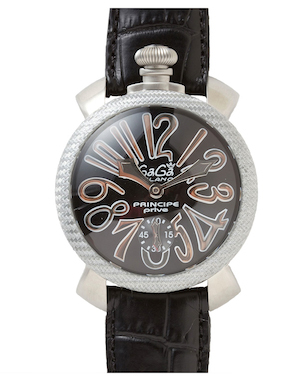 GAGA MILANO(ガガミラノ) 手巻き式 MANUALE マニュアーレ 48mm メンズ ブラック/ピンクゴールド/シルバーカーボン 5510.2S