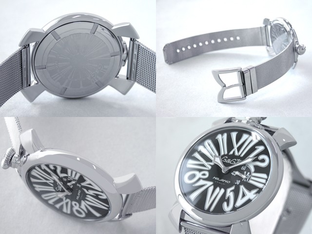 ガガ･ミラノ スリム 46mm クォーツ 5080.2 SSブレス ブラック/ホワイトナンバー