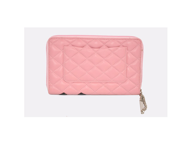 CHANEL シャネル ピンク ラムスキン キルティング 財布 A1225