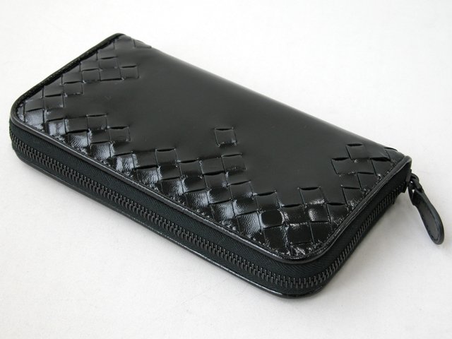 ボッテガヴェネタ ラウンドファスナー長財布 114076VP863-1000 ツヤ有ブラック