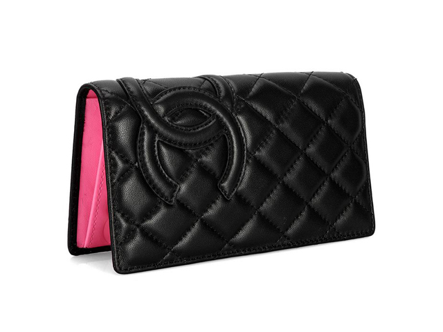 CHANEL シャネル ラムスキン ブラック マトラッセ 長財布 A1281