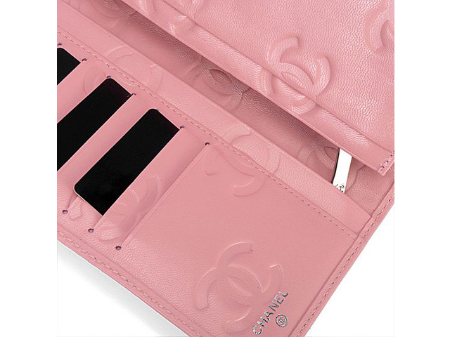 CHANEL シャネル ピンク ラムスキン マトラッセ 長財布 A1281