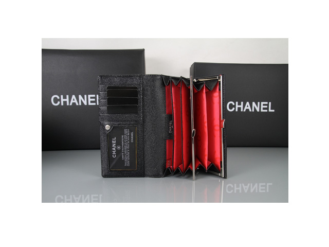 CHANEL シャネル ブラック カーフスキン 長財布 A1309