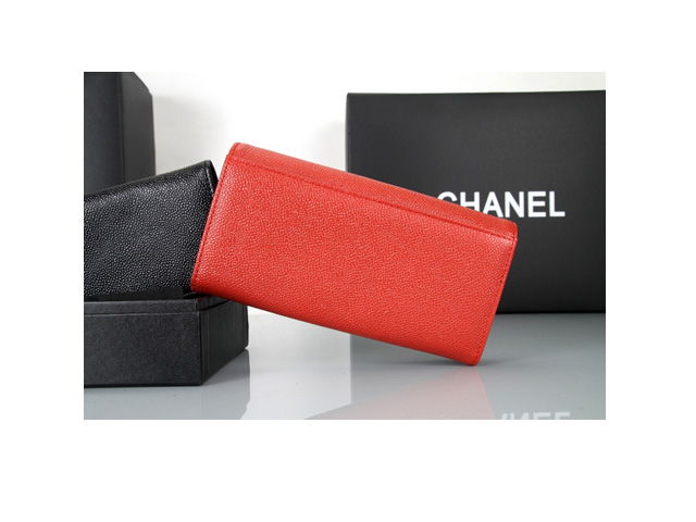 CHANEL シャネル カーフスキン コーラルピンク　長財布 A1309