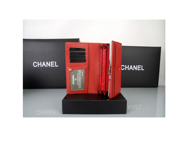CHANEL シャネル カーフスキン コーラルピンク　長財布 A1309