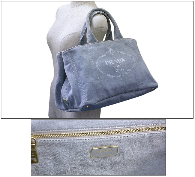 PRADA トートバッグ デニム キャンバス グレー B1872B5 新品 本物 新作