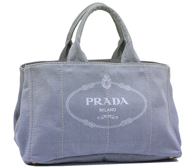 PRADA トートバッグ デニム キャンバス グレー B1872B5 新品 本物 新作