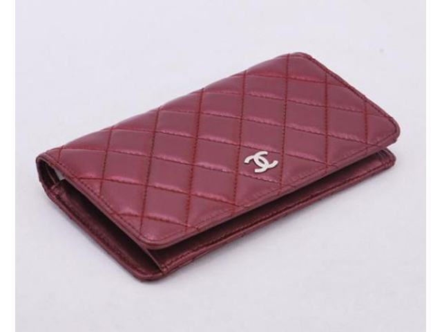シャネル CHANEL カーフスキン マトラッセ 二つ折り長財布 ボルドー A31509