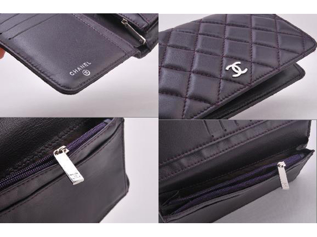 シャネル CHANEL カーフスキンマトラッセ二つ折り長財布 A31509 ネイビー