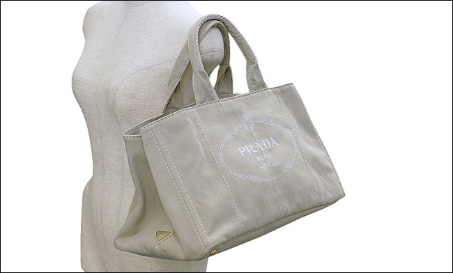 PRADA トートバッグ デニム キャンバス ベージュ B1872B6 新品 本物