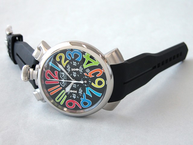 ガガ･ミラノ マニュアルクロノ 48mm クォーツ 5050.4 レッドラバー グレー/レッドアラビア