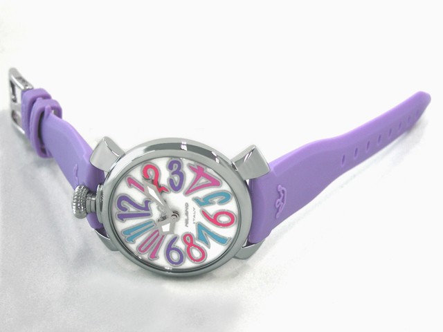 ガガ･ミラノ マニュアル 40mm クォーツ 5020.7 パープルラバー ホワイトシェル/バイオレットカラーアラビア