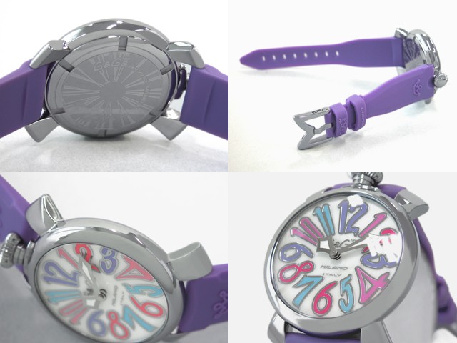 ガガ･ミラノ マニュアル 40mm クォーツ 5020.7 パープルラバー ホワイトシェル/バイオレットカラーアラビア