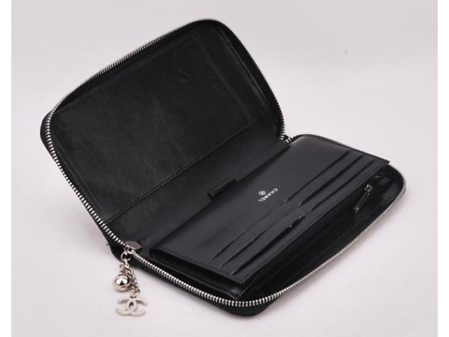 シャネル CHANEL マトラッセカーフスキンラウンドファスナー長財布 A48697B