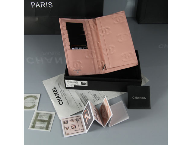 CHANEL シャネル ピンク ラムスキン カンボンライン 長財布 AN1049