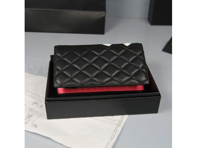 CHANEL シャネル ブラック ラムスキン カンボンライン 長財布 AN1050