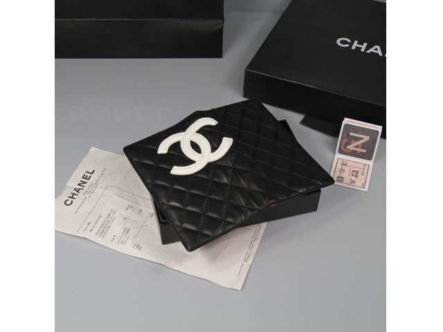CHANEL シャネル ブラック ラムスキン カンボンライン 長財布 AN1050