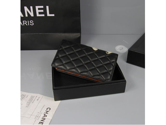 CHANEL シャネル ブラック ラムスキン カンボンライン 長財布 AN1051