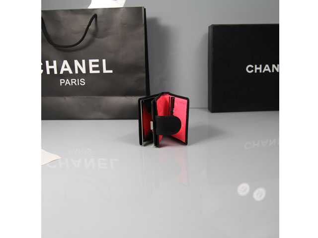 CHANEL シャネル ブラック/ホワイト　ラムスキン カンボンライン 短財布 AN1056