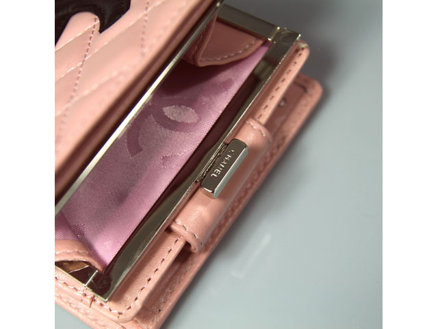 CHANEL シャネル ピンク　ラムスキン カンボンライン 短財布 AN1057
