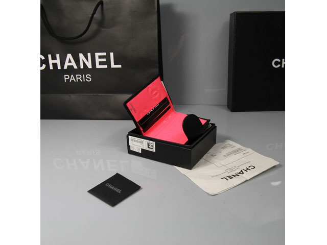 CHANEL シャネル ブラック　ラムスキン カンボンライン 短財布 AN1058