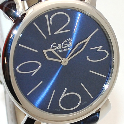 ガガミラノ 時計 スーパーコピー n級品 マニュアーレ シン マヌアーレ 46mm ネイビー レザー/シルバー 5090.04