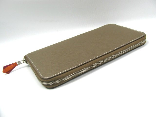 エルメス アザップシルクイン/ラウンド長財布 ヴォーエプソン エトゥープ HERME010