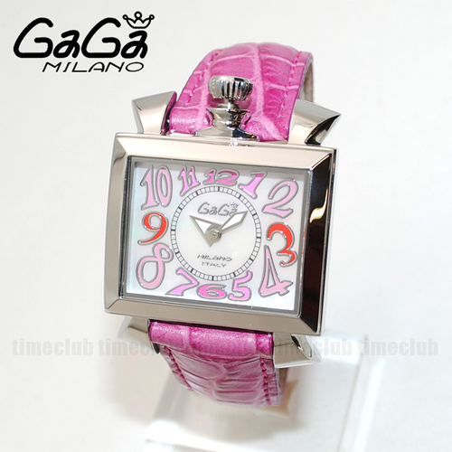 ガガミラノ 時計 スーパーコピー n級品 ナポレオーネ 40mm ピンク レザー/ホワイトシェル/シルバー 6030.6