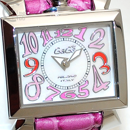 ガガミラノ 時計 スーパーコピー n級品 ナポレオーネ 40mm ピンク レザー/ホワイトシェル/シルバー 6030.6