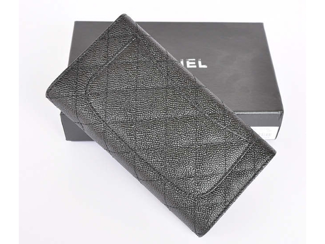 CHANEL 2.55 マトラッセ三つ折長財布 キャビアスキンA35298　ブラック