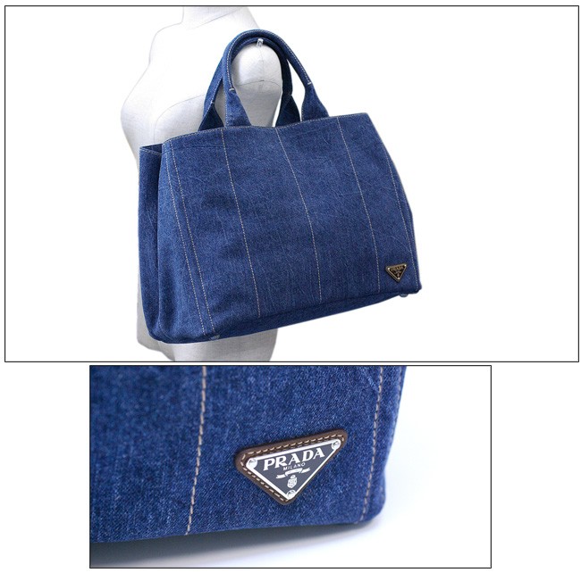 PRADA トートバッグ デニム キャンバス CANAPA ブルー VA0904 新品 本物 