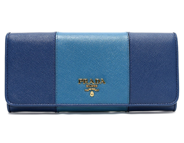 プラダ 財布 韓国 スーパーコピー COLOUR カーフレザー 長財布 ネイビー BLUETTE＆コバルトブルー COBALTO 1M1132 2FAF E6O