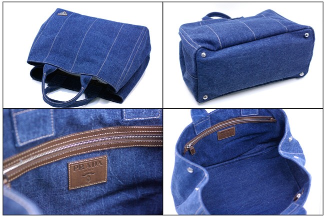 PRADA トートバッグ デニム キャンバス CANAPA ブルー VA0904 新品 本物 