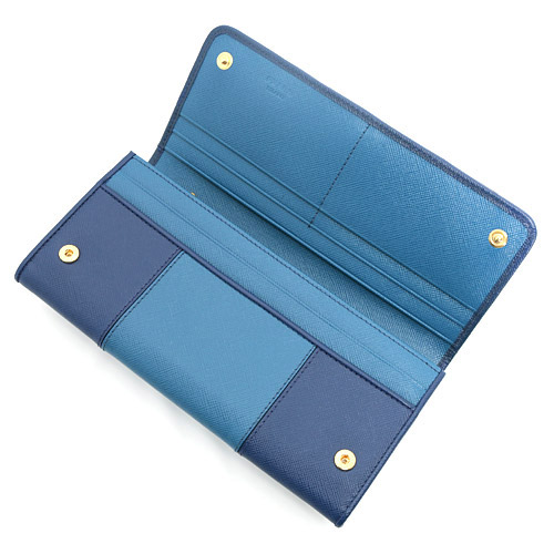 プラダ 財布 韓国 スーパーコピー COLOUR カーフレザー 長財布 ネイビー BLUETTE＆コバルトブルー COBALTO 1M1132 2FAF E6O