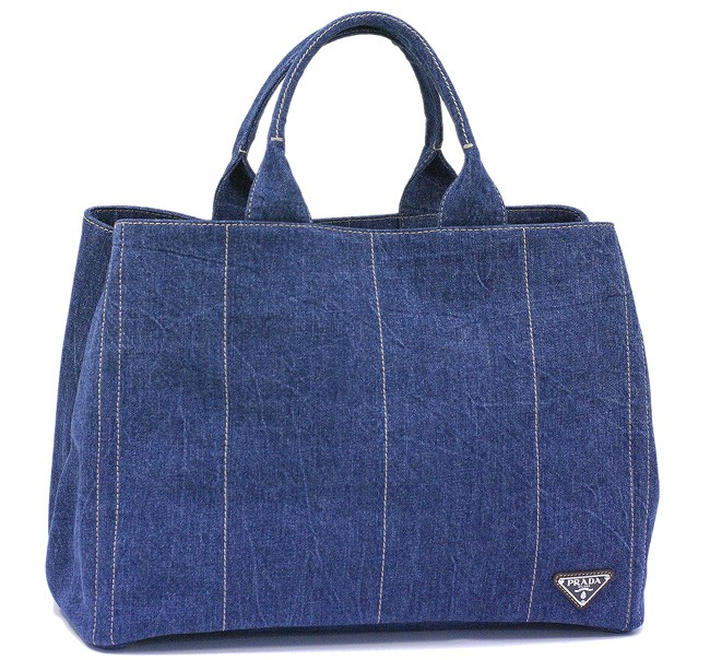 PRADA トートバッグ デニム キャンバス CANAPA ブルー VA0904 新品 本物 