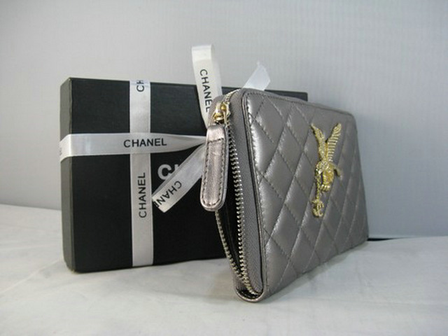 シャネル CHANELスーパーコピー ラムスキン 長財布 シルバーグレー A318