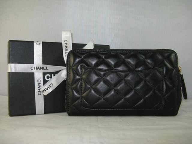 シャネルコピー財布 CHANEL ラムスキン 長財布 ブラック A318