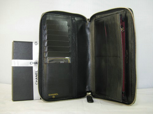 シャネルコピー財布 CHANEL ラムスキン 長財布 ブラック A318