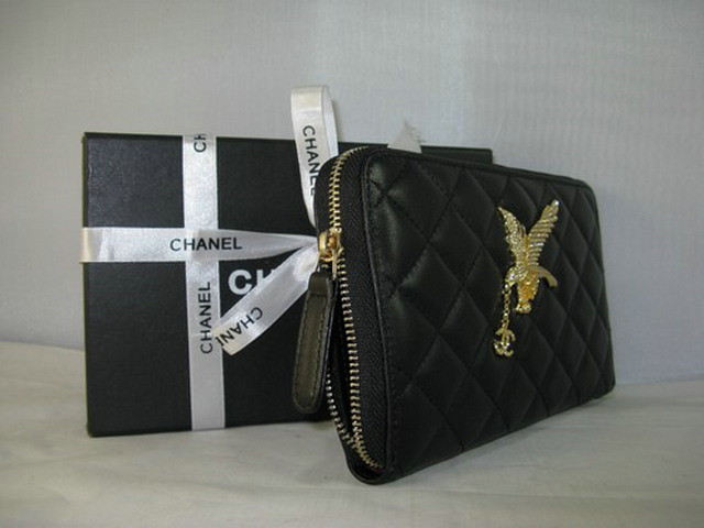 シャネルコピー財布 CHANEL ラムスキン 長財布 ブラック A318